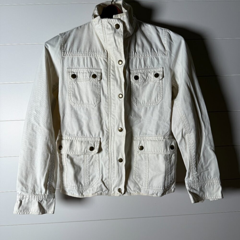 Kut from the Kloth Utility Jacket White Elbow Patches Size Small